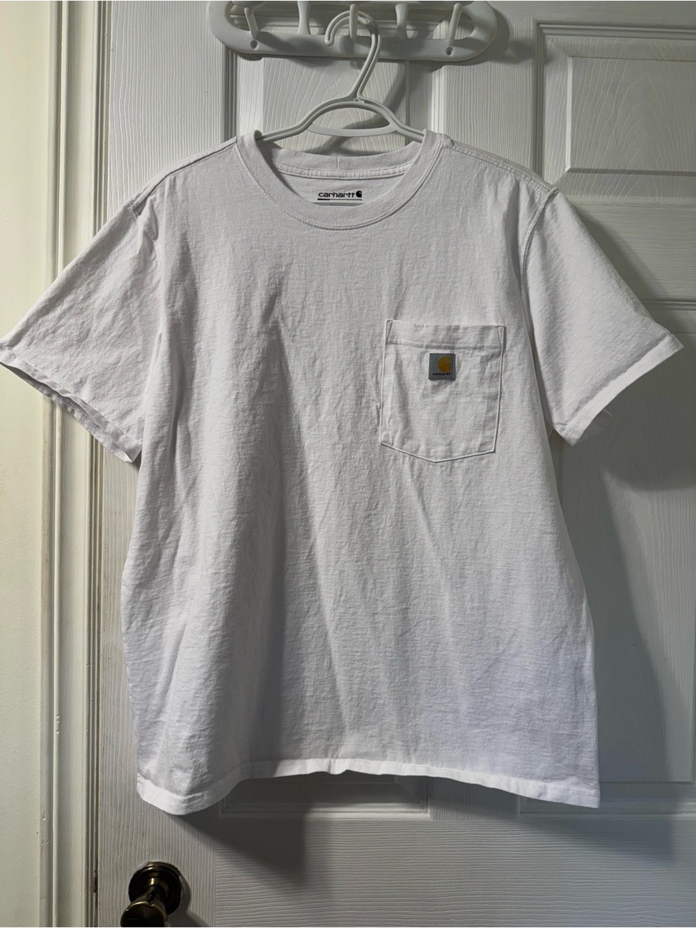 Carhartt White Short-Sleeve Pocket Tee with Logo Patch
